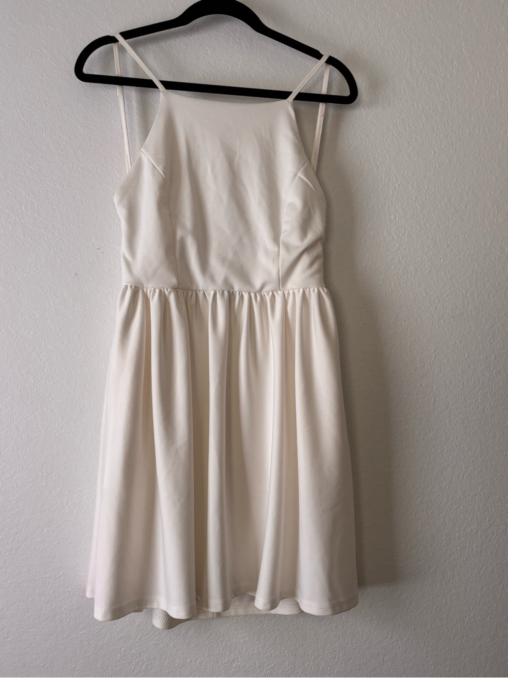 Fancyinn Cream Spaghetti Strap Mini Dress
